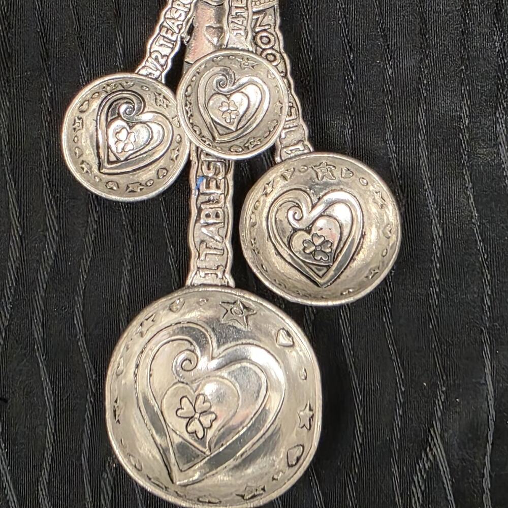 Vintage Silver Tone Angel Measuring Spoons Set Heart Star Kitchen Decor Utensils